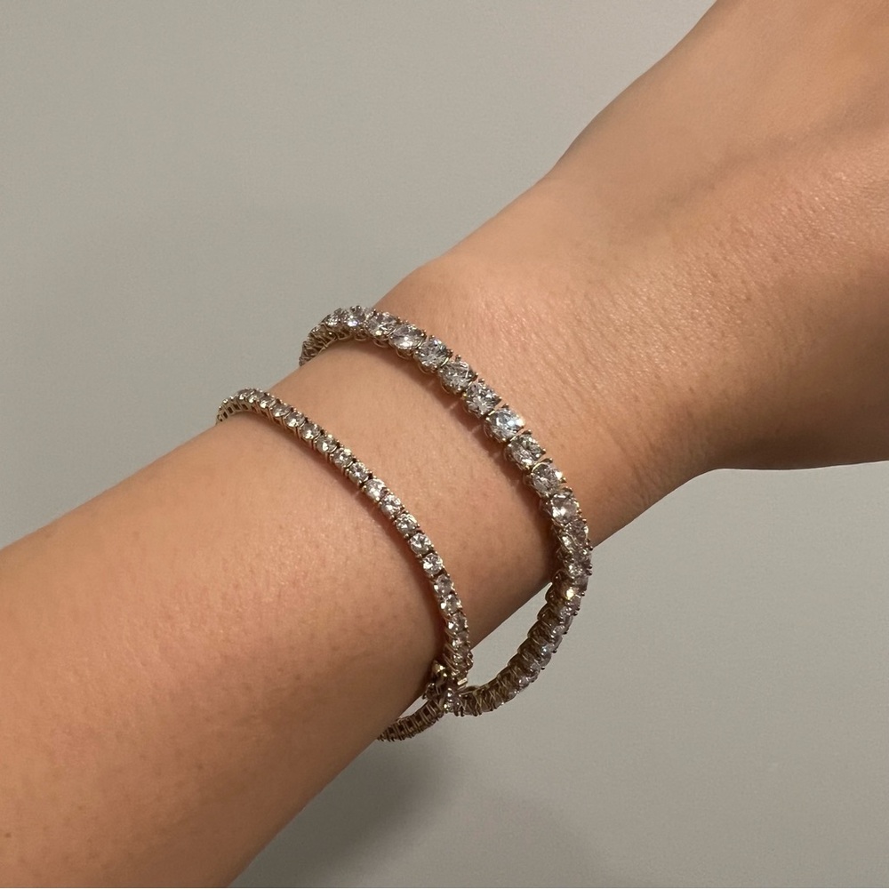 NEW Diamonique Sterling Silver Tennis Bracelet 18K Gold Plated